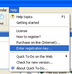 Original Quick To-Do registration screen for step 2